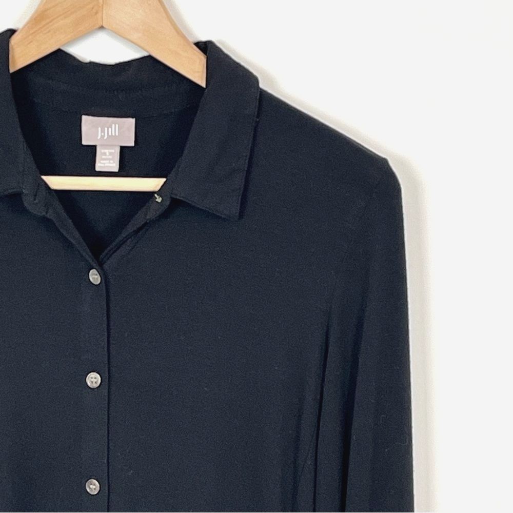 J. Jill Women’s Black Long Sleeve Button-Down Collared Top - Size S Petite